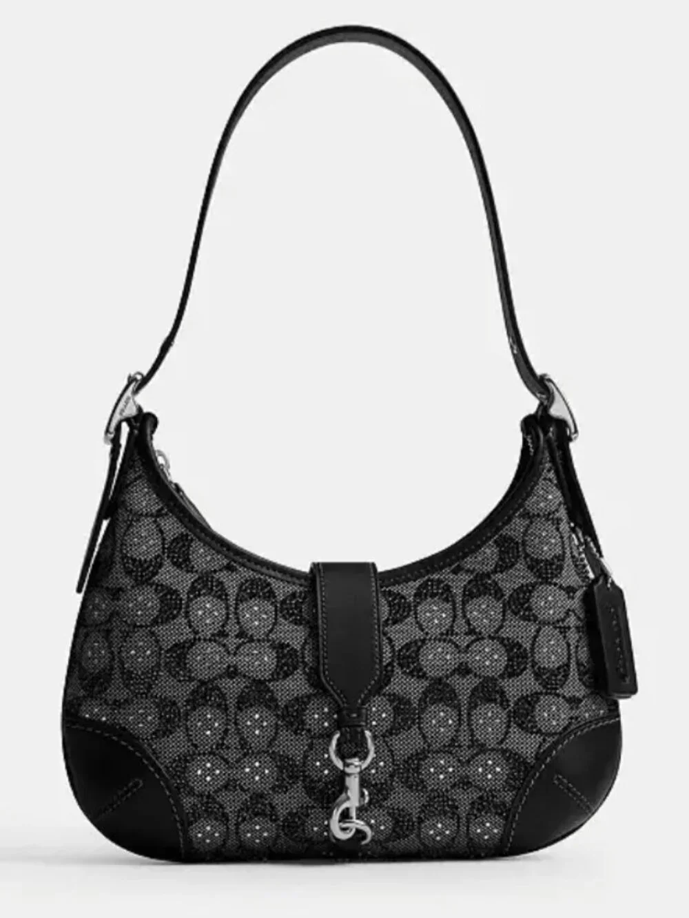 Coach Hamptons Hobo Black Crystal Signature Jacquard CW654 NWT